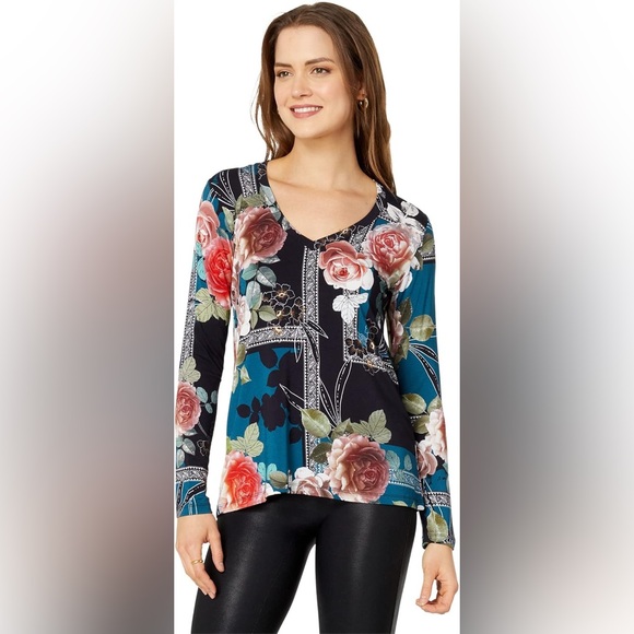 Johnny Was Rosabel Blouse Favorite Long Sleeve T Shirt Floral Size Medium - Picture 8 of 8